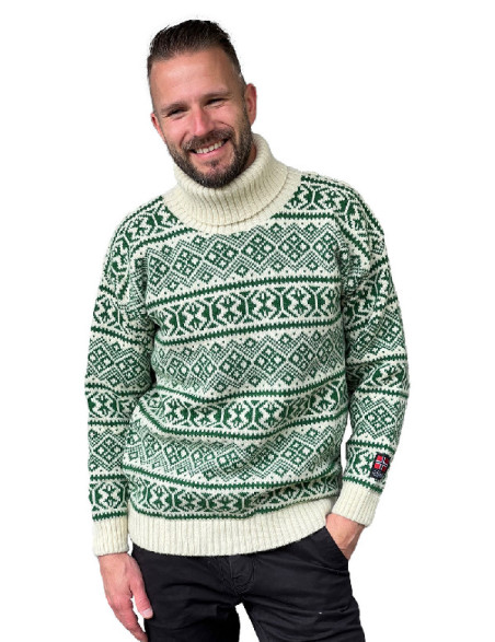 Nordlys genser unisex grønn/hvit