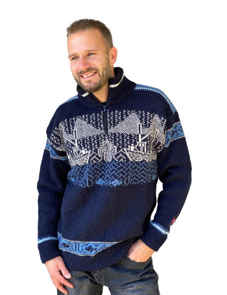 Nordlys genser unisex Marine/Hvit