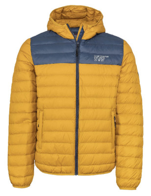 Piumino Ultraleggero giacca con cappuccio, giallo/blu marino