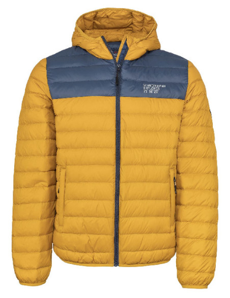 Piumino Ultraleggero giacca con cappuccio, giallo/blu marino