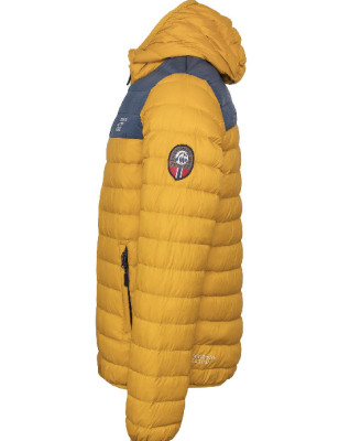 Piumino Ultraleggero giacca con cappuccio, giallo/blu marino