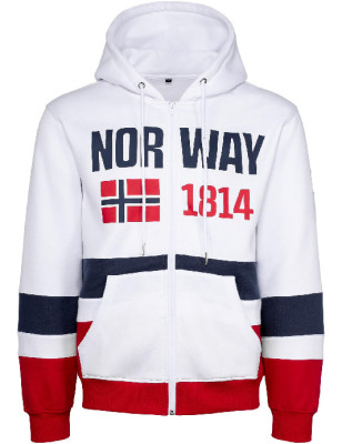 Norway bianco support felpa con cappuccio con zip