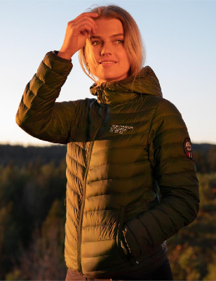 Ultra Light Down Jacket w/hood, dark green