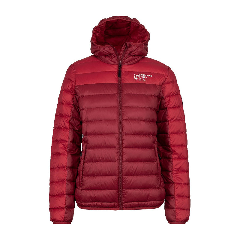 Ultraleichte Daunenjacke mit Kapuze, Dunkelrot/Rot