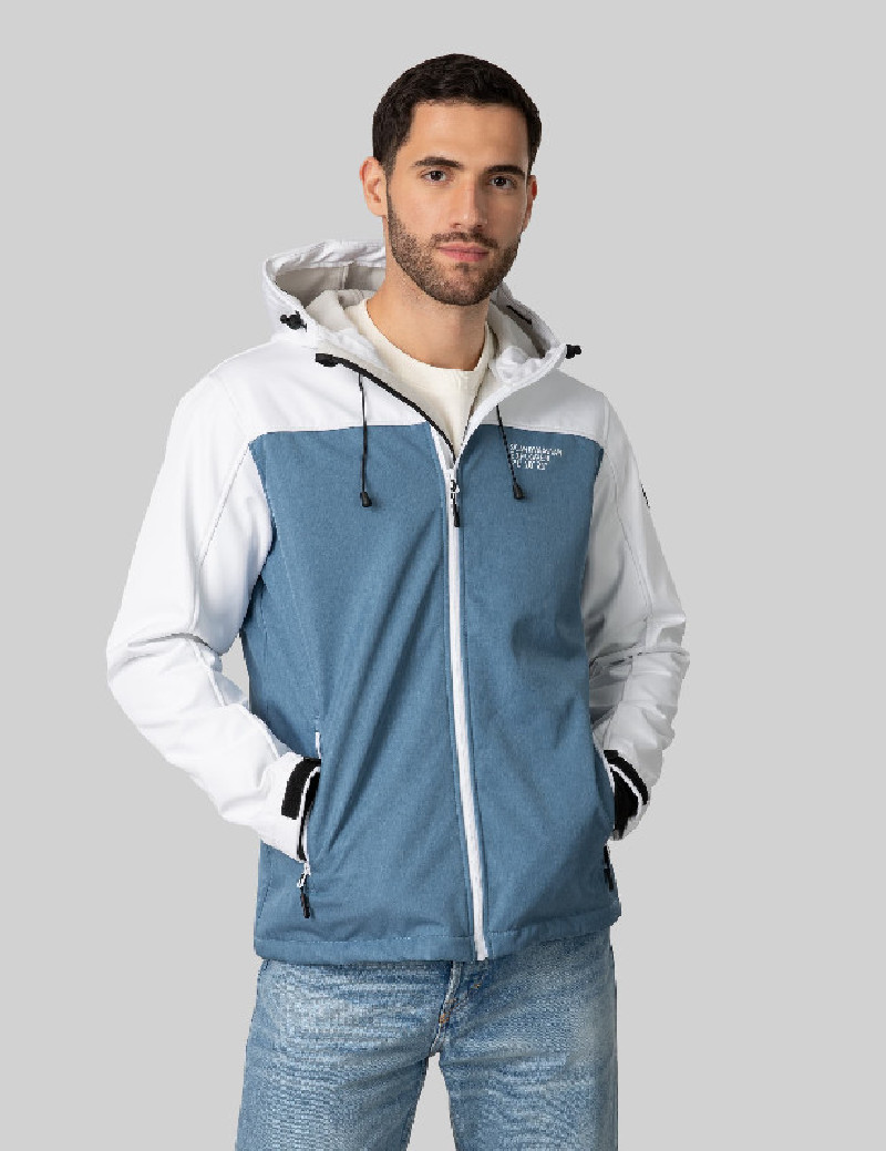 Unisex Softshell giacca Melange Bluesteel/bianco