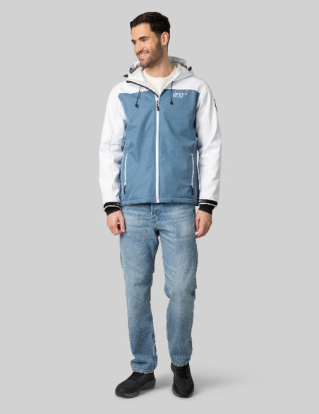 Unisex Softshell giacca Melange Bluesteel/bianco