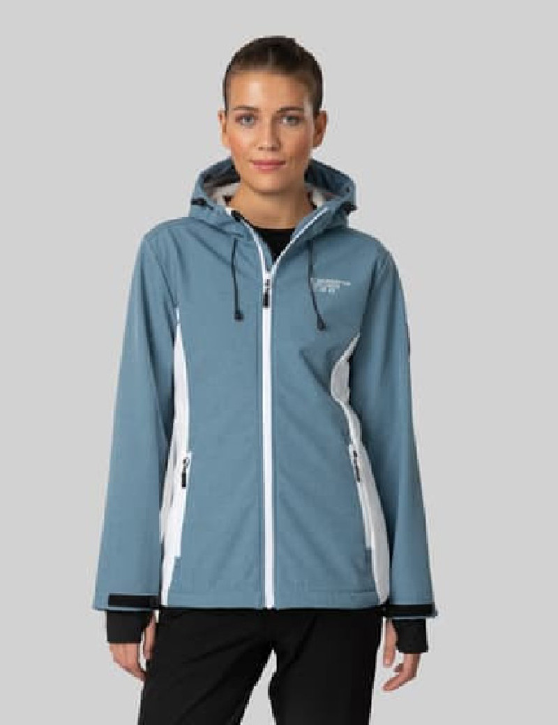 Lady Softshell Jacket Melange Steel Blue/White