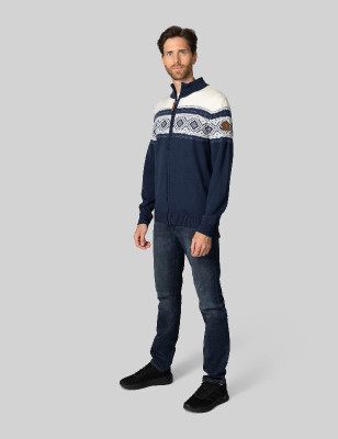Tradizionale Lana merino Unisex maglione in blu marino