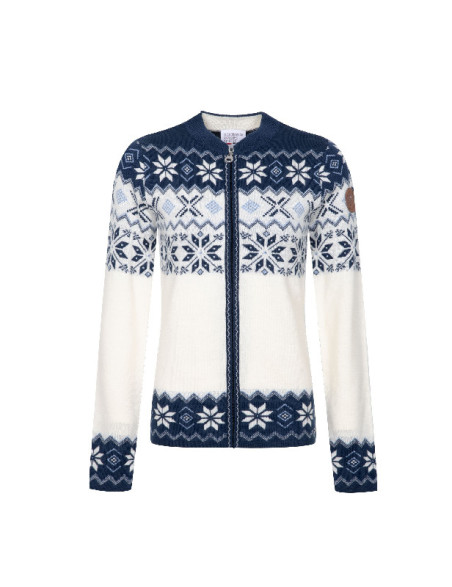 Tradizionale Lana merino donna maglione blu marino/bianco
