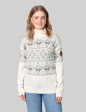 Traditionell Merino Wolle Damen Rollkragen Pullover Weiß/Grau