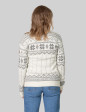Traditionell Merino Wolle Damen Rollkragen Pullover Weiß/Grau