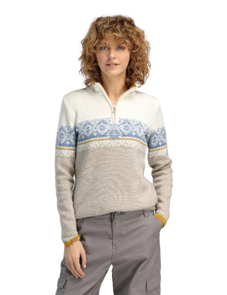 Moritz donna maglione in sand bianco sporco blu shadow