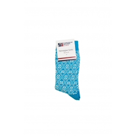Turquoise Socks with Norwegian pattern