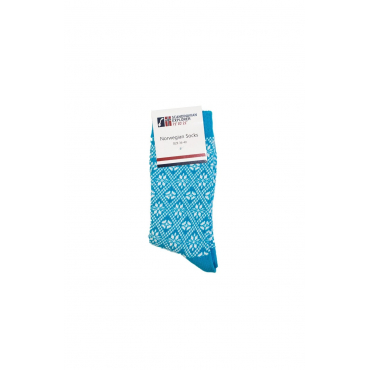 Turquoise Socks with Norwegian pattern