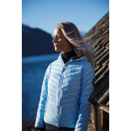Ultra Light Down Jacket w/hood, LightBlue/Navy