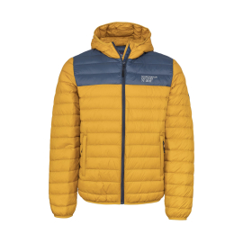 Ultra Light Down Jacket w/hood, Uni, yellow/grey