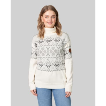 Traditional merino wool lady high neck sweater navy