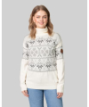 Traditional merino wool lady high neck sweater white/grey